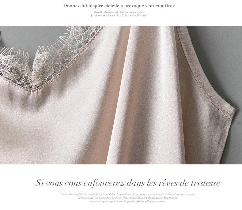 Satin Inner lap V-collar sexy Lay a foundation summer real silk