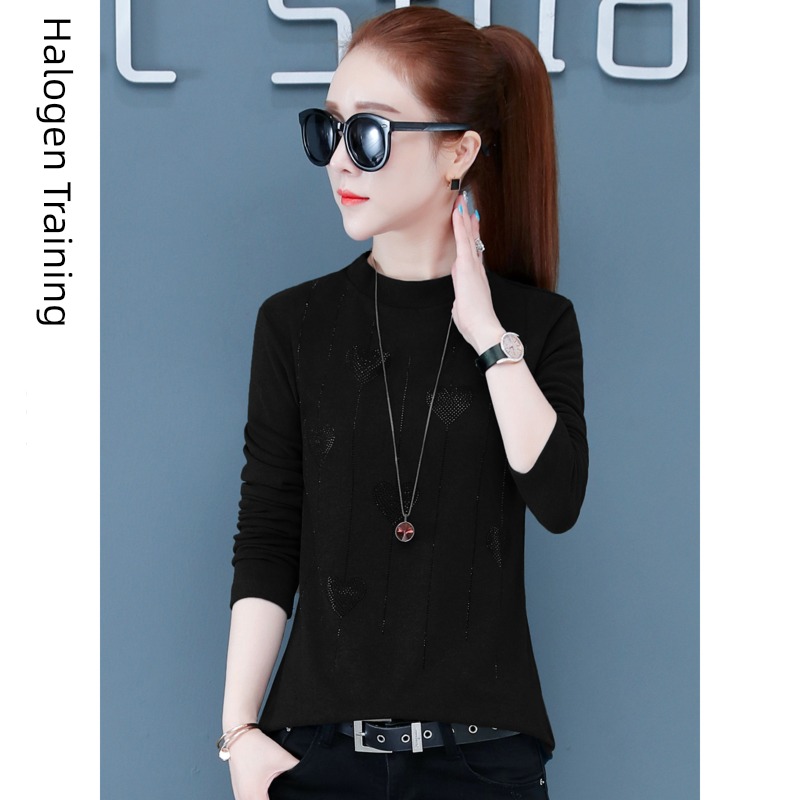 Half high collar Undershirt female T-shirt Long sleeve Autumn and winter Self-cultivation Versatile Inner lap jacket 2022 new pattern Close your waist Foreign style