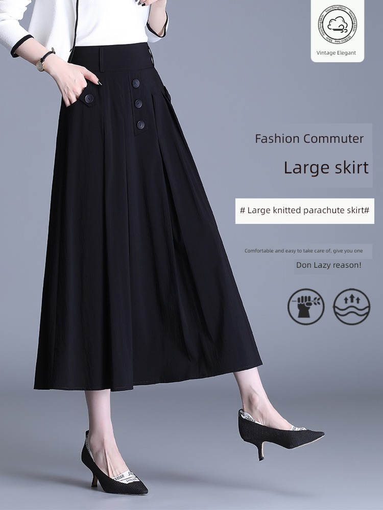 thickening black Autumn and winter Medium and long term Pleat skirt