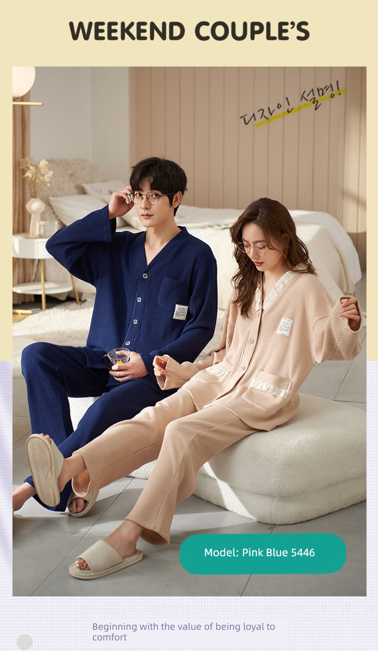 Spring and Autumn pure cotton Han Fan Cartoon female lovers pajamas