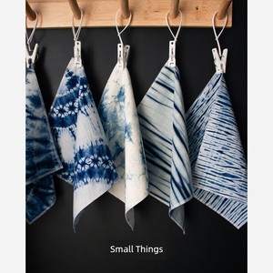 Tie-Dye Square Scarf | Handmade Plant-Based Tie-Dye Handkerchief Finished Product Blue-Dyed Square Scarf Pure Cotton Dal