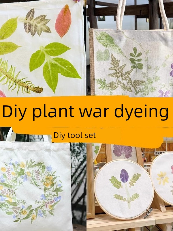 Back-To-School Gift Plant Dyeing DIY Materials Canvas Bag Scarf Tie-Dye Flowers and Plants Tool Set