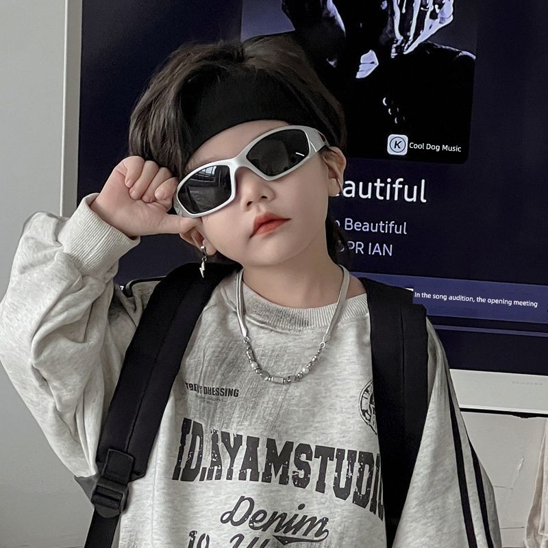 Children's Sunglasses Trendy Cool Boys Glasses for Riding Fashion Street Shooting Model Catwalk Sun Protection UV Protection Baby Glasses — 2