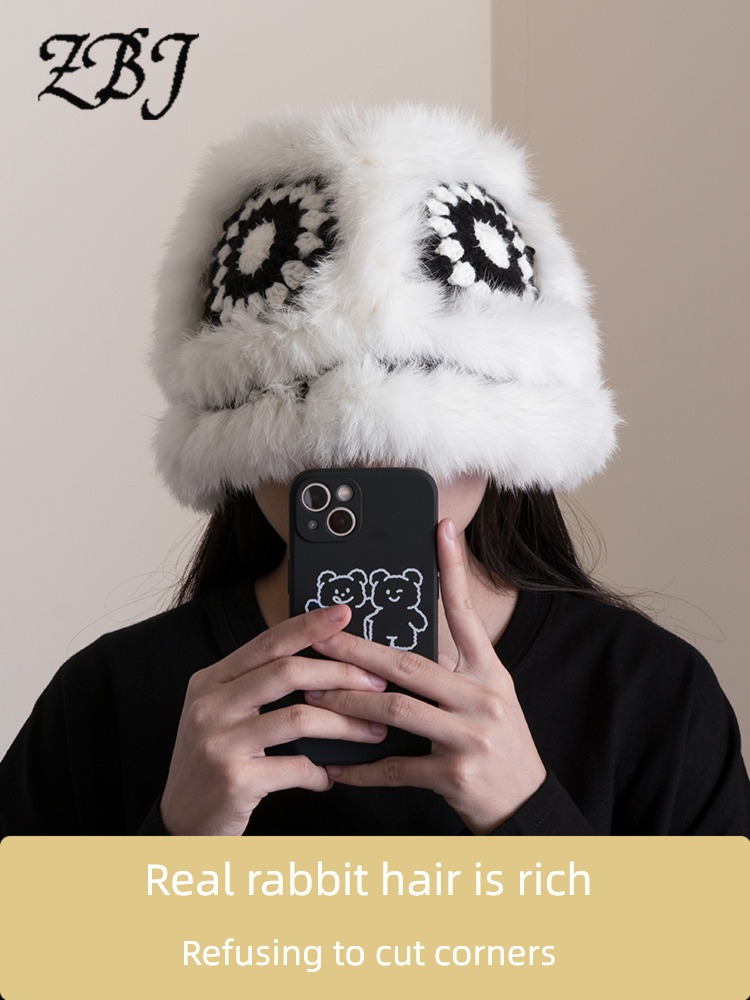 Internet celebrity National tide female Autumn and winter rabbit 's hair Tiger head hat Lion dance
