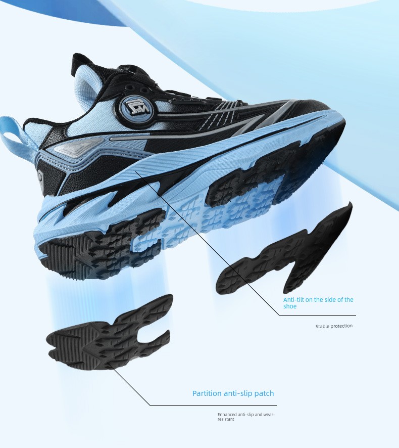 Qibohui Boys' Shoes 2026 Spring and Autumn New Model Mesh Breathable Leather Running Shoes for Older Children Children's Sports Shoes — 9