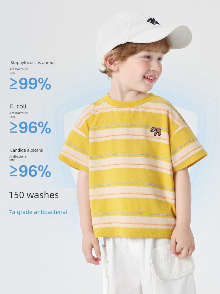Boys' Pure Cotton Short-Sleeved T-Shirt Summer Thin Half-Sleeved 2026 New Style Children's Clothing Summer Stylish Top for Kids and Babies — 3
