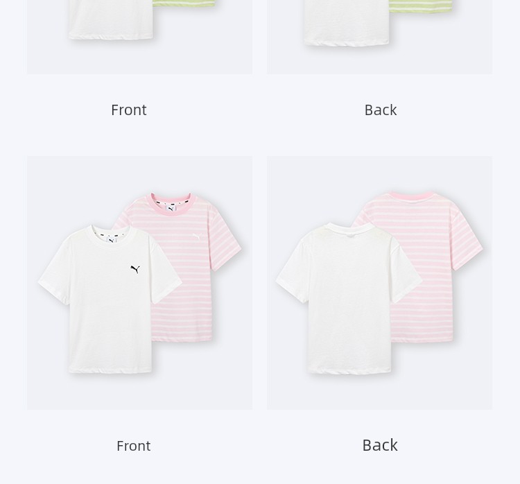 [Channel 2-Piece Set] Puma Children's Clothing 26 Kidsren's Short-Sleeved T-Shirt Fresh and Fashionable Pure Color Stripesd Sports T-Shirt — 33