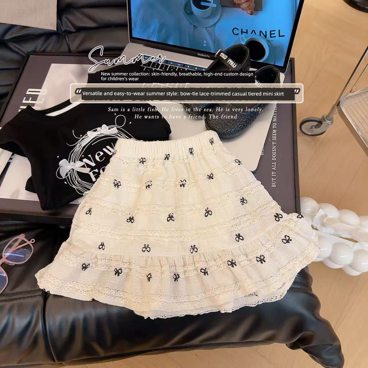 Girls' Bow Lace Cake Skirt Summer New Style Kidsren's Fashionable and Versatile Baby Short Skirt A-Line Skirt — 5