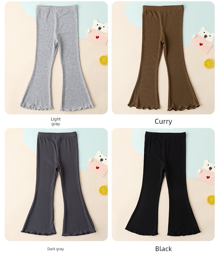 Category a Girls' Flared Pants, Summer Thin Leggings, Black Children's Cropped Pants, Modal Baby Flared Pants, White — 13