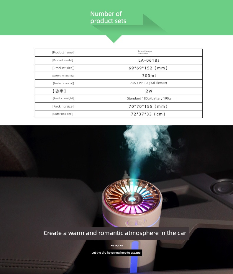 Atmosphere lamp automobile eliminate Peculiar smell atomization Humidifier