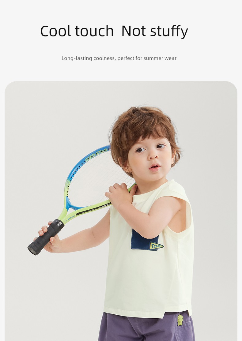 [7A Antibacterial Pure Cotton Cool Sensation] Qiqi Bear Baby Vest Set Summer Outfit Boys' Shorts Outdoor Children's Wear Sleeveless — 12