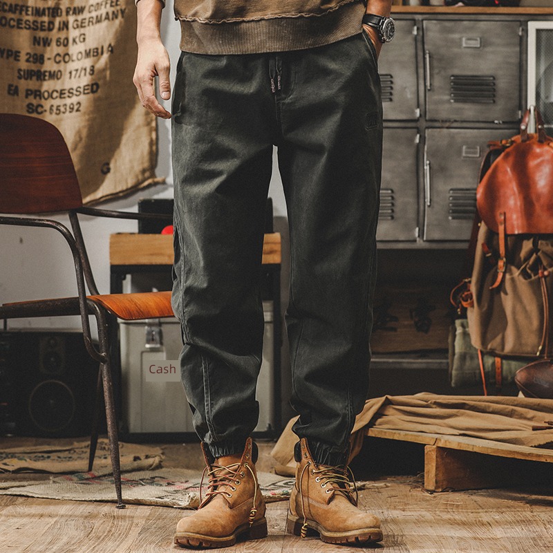 Retro winter Plush Casual pants Broad leg cone work clothes