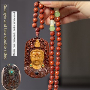 Manufacturer's Rosewood Tara Guanyin Bodhisattva Pendant Necklace Wooden Carving Ethnic Style High-End Buddhist Prayer B