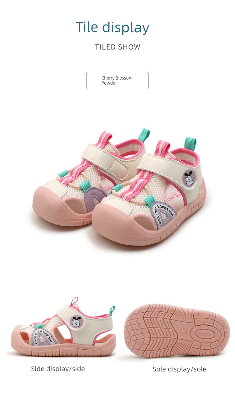 Babudou Infant and Toddler Shoes, Summer Breathable Toe-Toe Sandals, Non-Slip Soft-Soled Velcro Functional Shoes for Men and Women — 12