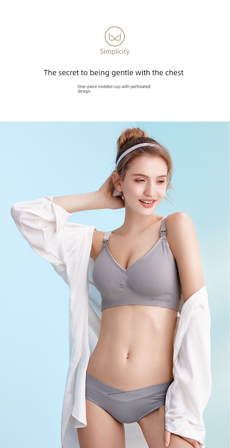 October Queen Nursing Bra for Women, Special for Pregnancy and Postpartum Breastfeeding, Anti-Sagging, Gathering, Sleep-Friendly, Seamless Maternity Bra — 12