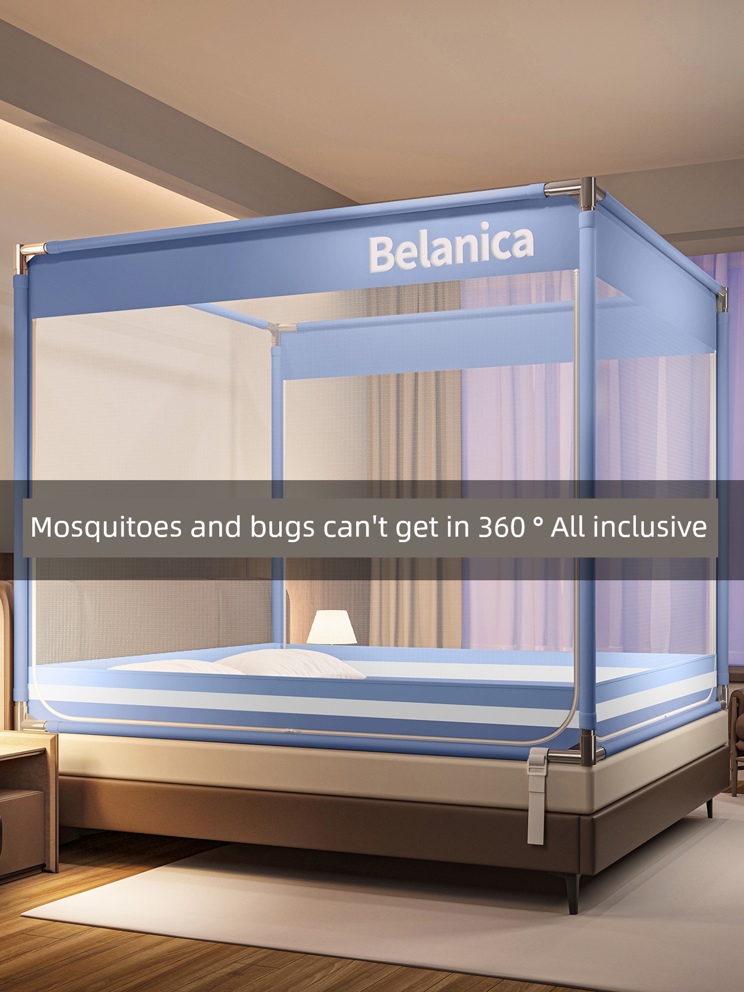 Anti-Fall Mosquito Net for Babies to Prevent Falling Out of Bed, No Installation Required, New High-Grade Mosquito Net 2026, Yurt-Style, Fully Enclosed for Home Use