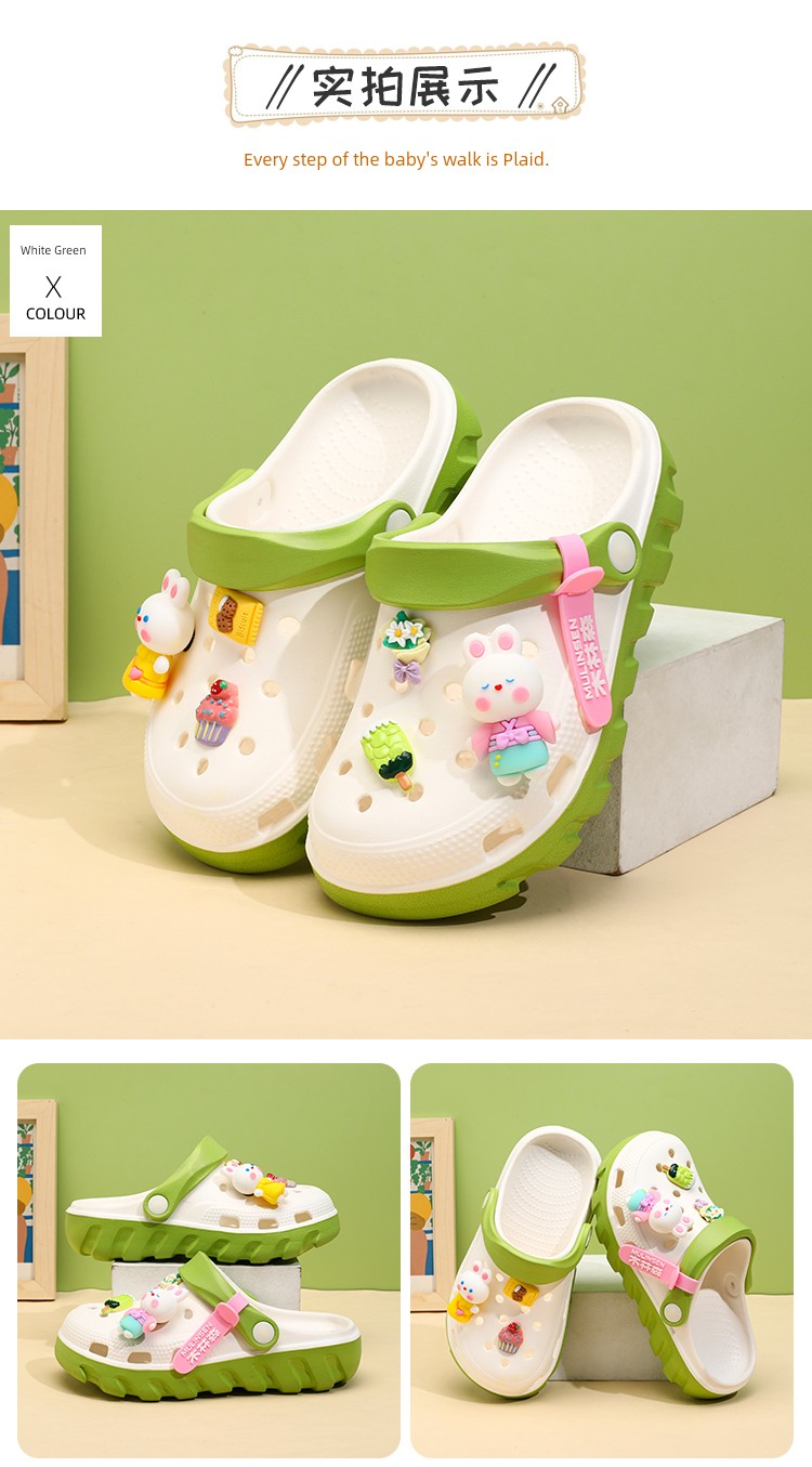 Mlskms-Vautid Girl Hole Shoes New Arrival Outdoor Non-Slip Kids Slippers Cherry Blossom Sandals Baby Girl Beach Shoes — 13