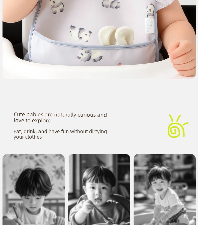 Baby Smock, Kidsren's Eating Bib, Baby Food Supplement, Waterproof and Anti-Dirty, Lace Sleeves for Baby Girls, Summer Thin Apron — 5