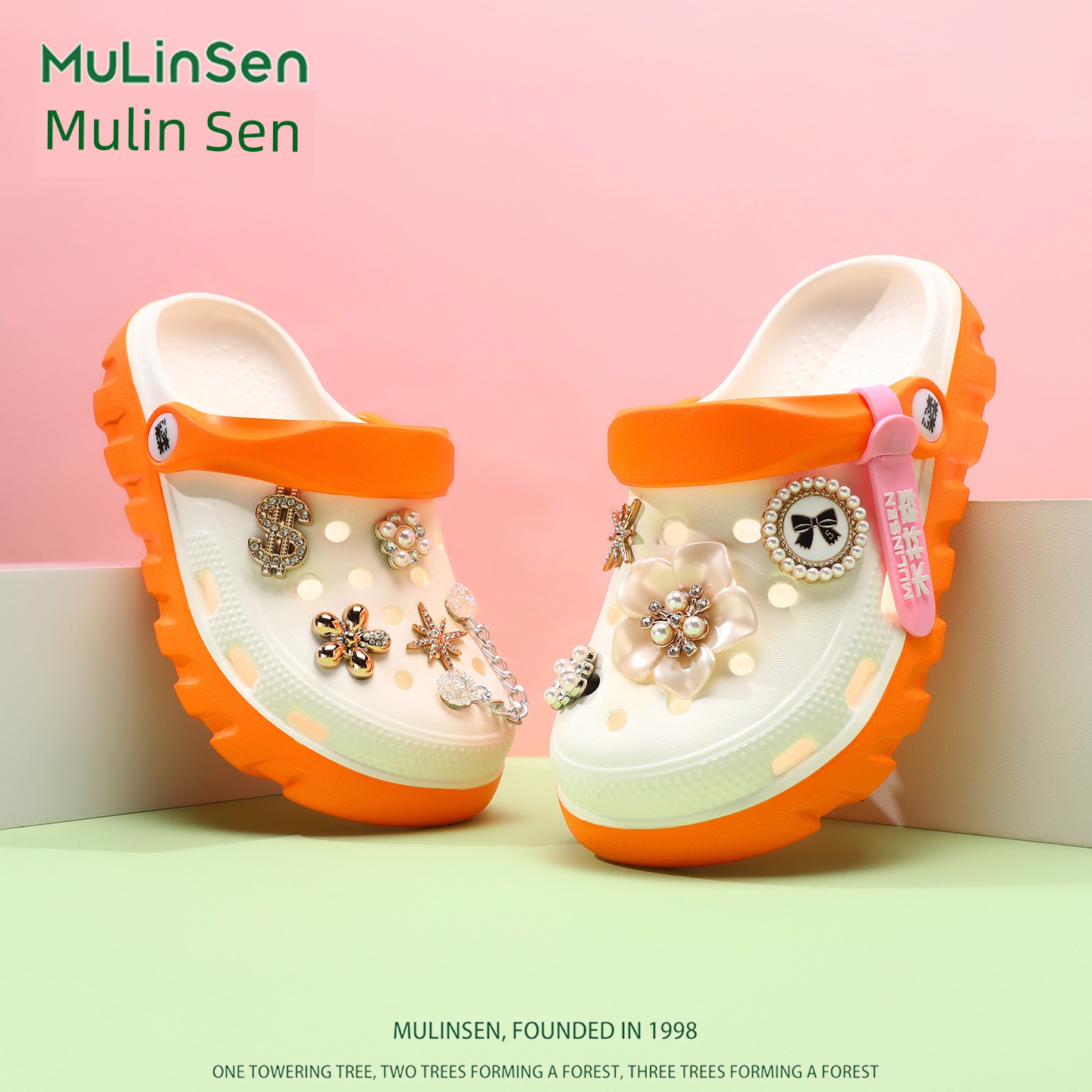 Mlskms-Vautid Girl Hole Shoes New Arrival Outdoor Non-Slip Kids Slippers Cherry Blossom Sandals Baby Girl Beach Shoes — 6