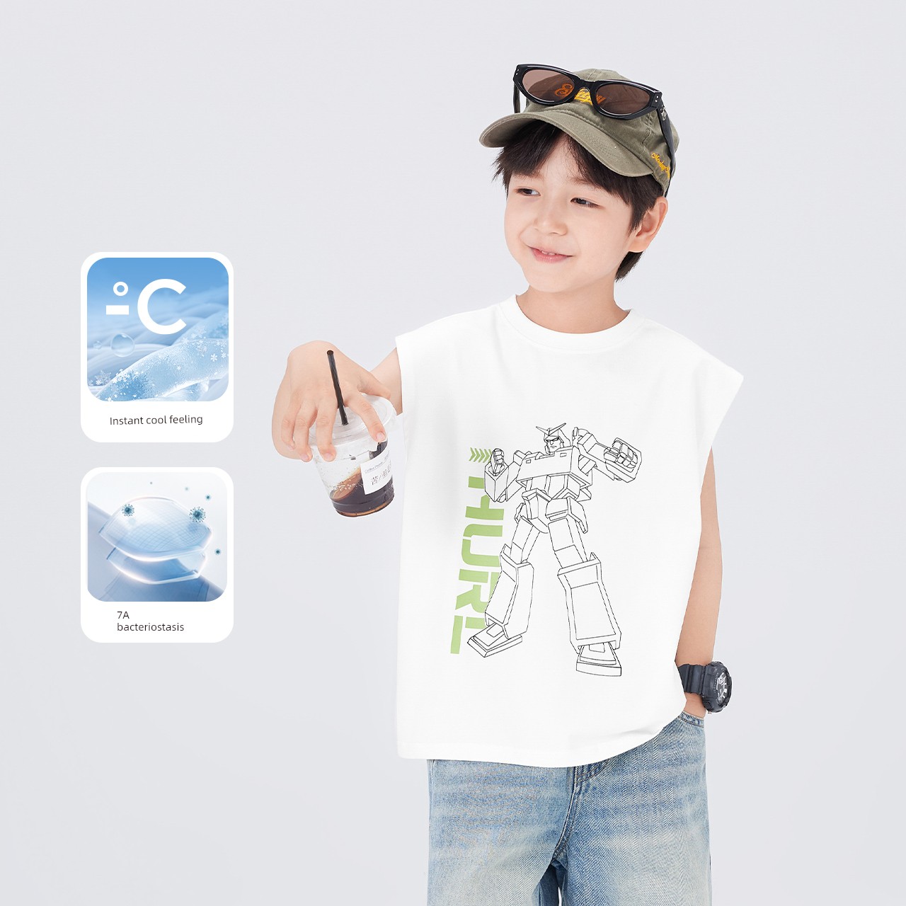 Zuoxi Children's Clothing Boys' Vest Summer Thin Sleeveless T-Shirt 2026 New Model Boys' Cool Outerwear Top — 8