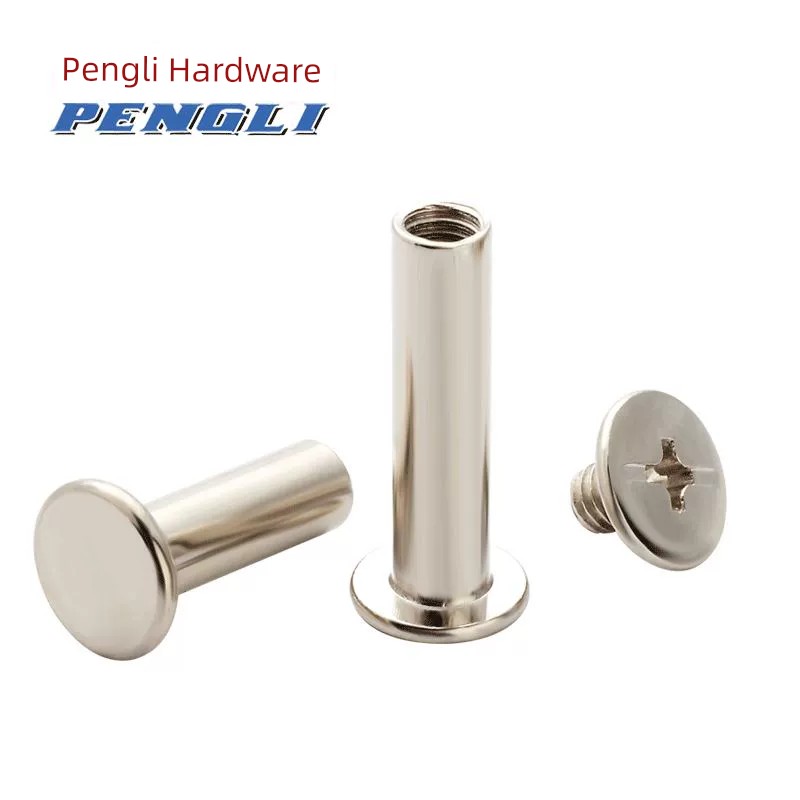 Child and Mother Screw Rivet Butt Nail Album Book Double-Sided Plywood Rivet Riveting Nickel Plated Long M5 * 5-150