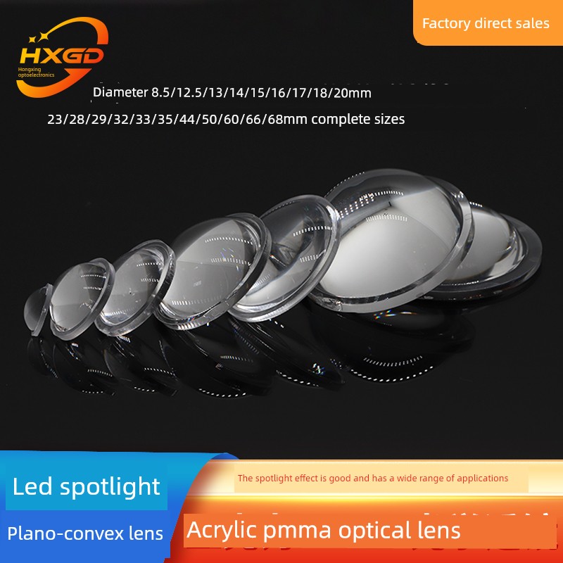 Led Acrylic Flat-Convex Lens 12.5 20 23 28 29 35 50 66mm Adjustable Focus Flashlight Lens
