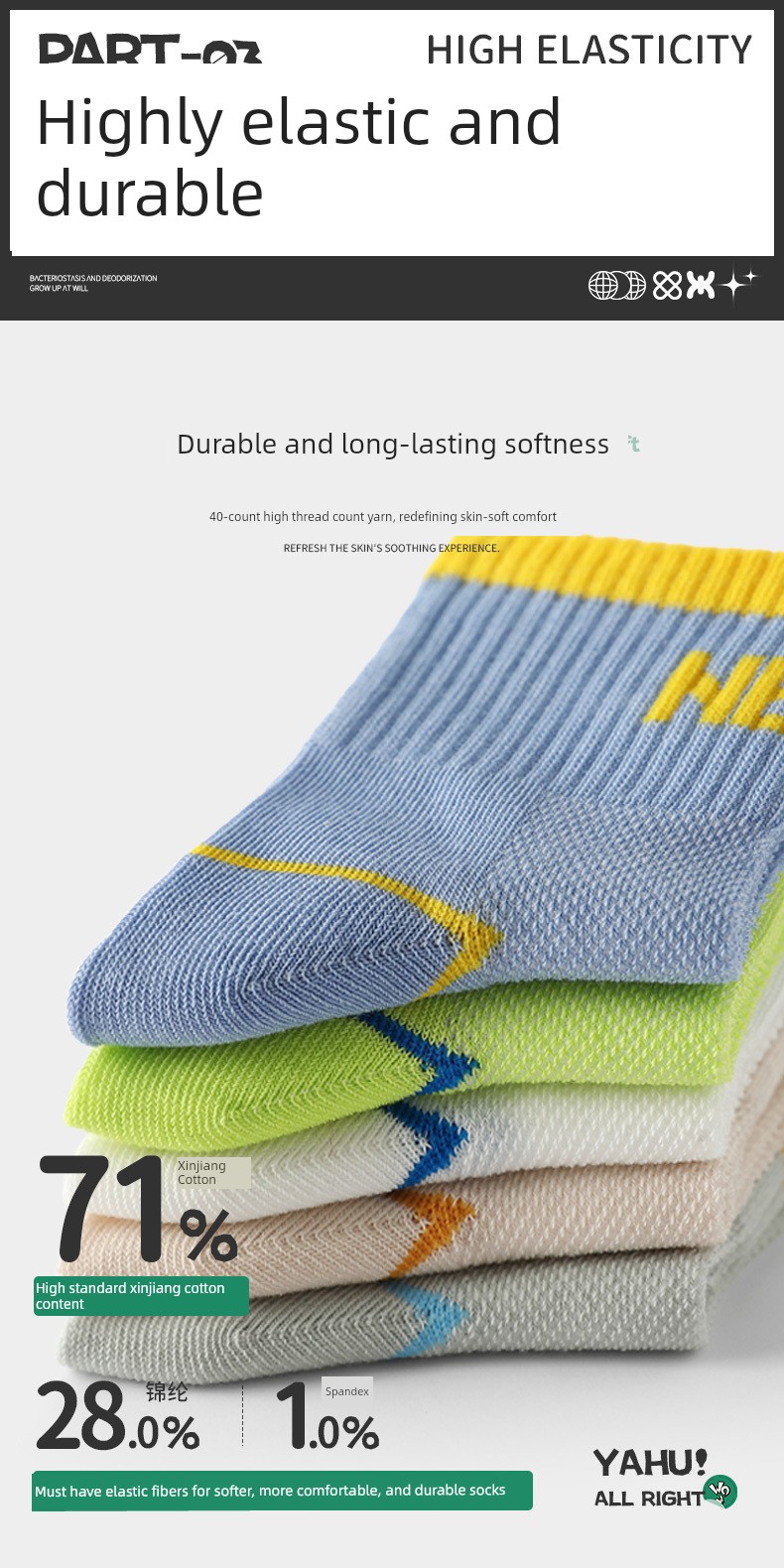 Boys' Socks, Summer Thin Cotton Socks for Children and Teenagers, Medium and Large Children's Boys' Sports Sweat-Absorbent and Odor-Resistant Mid-Calf — 13