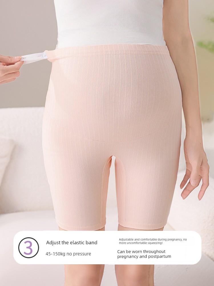 Maternity Cotton Underwear for Summer, Large Size, Anti-Exposure Safety Shorts, Two-In-One, Extended Length, Five-Point Leggings for Summer — 4