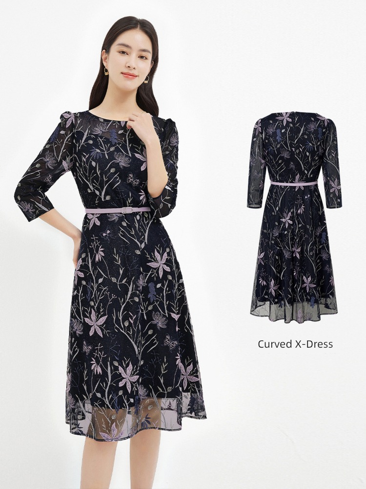 Colletier grace Lace Dress Middle sleeve Embroidery
