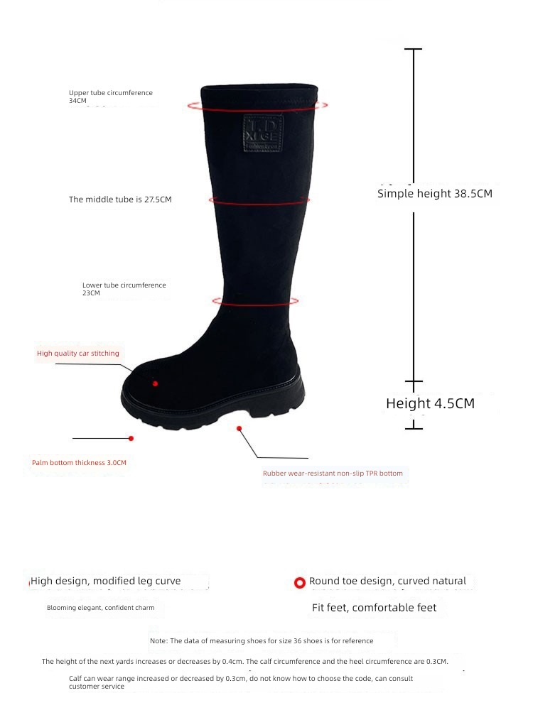 elastic force Suede High tube Spring and Autumn Below the knee Knight boots