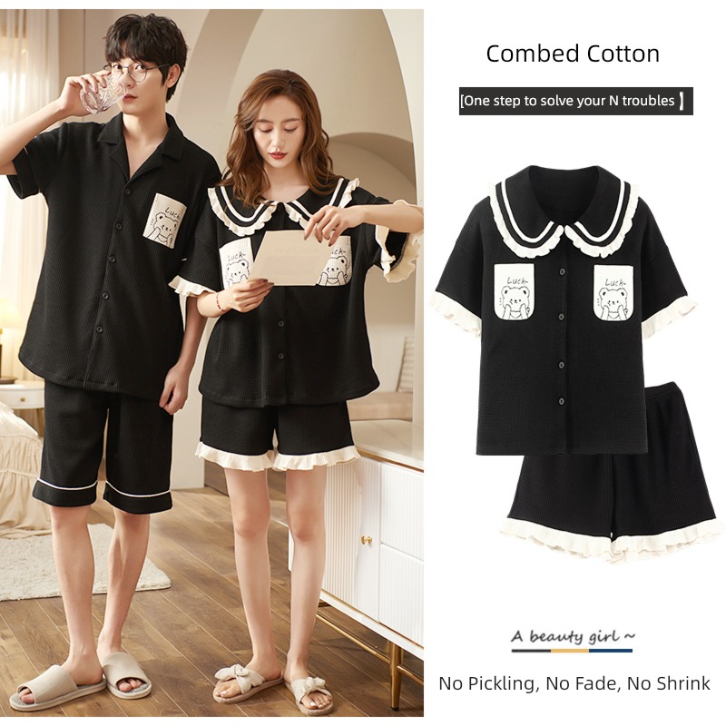 NGGGN pure cotton ma'am Summer style Korean style lovers pajamas