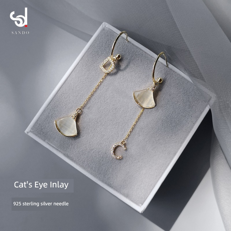 Minority Design Sterling Silver round face Show thin female Earrings
