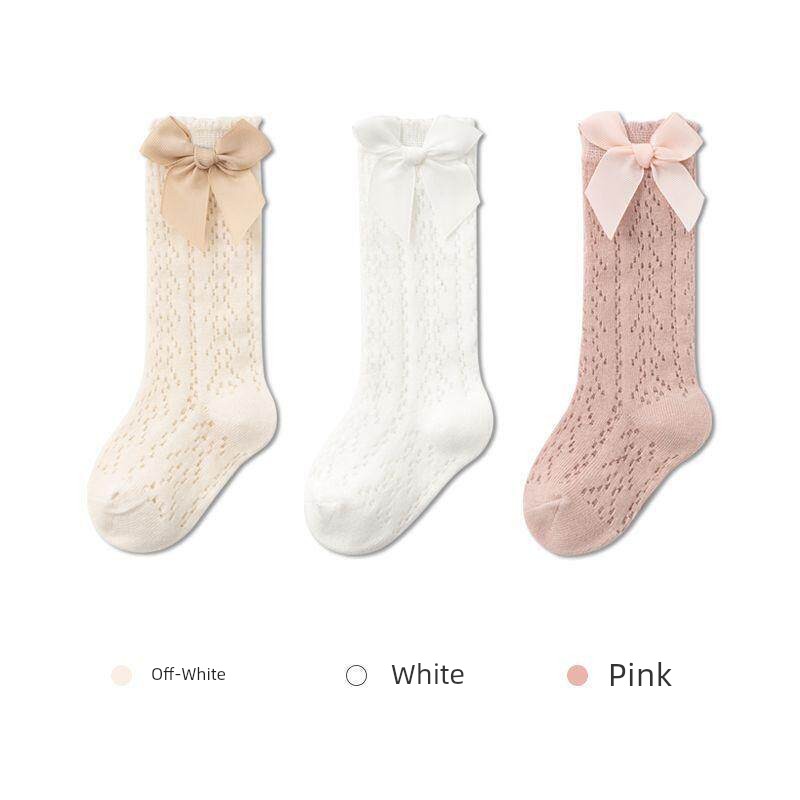 Baby Socks for Girls, Summer Mesh Breathable Bowknot Cute Anti-Mosquito Socks, Over-The-Knee Loose Fit That Doesn'T Squeeze the Legs — 1