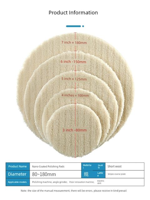Nano-coated pad Stone polishing pad Marble crystal mirror polishing waxing white pads puffing pad wool pad