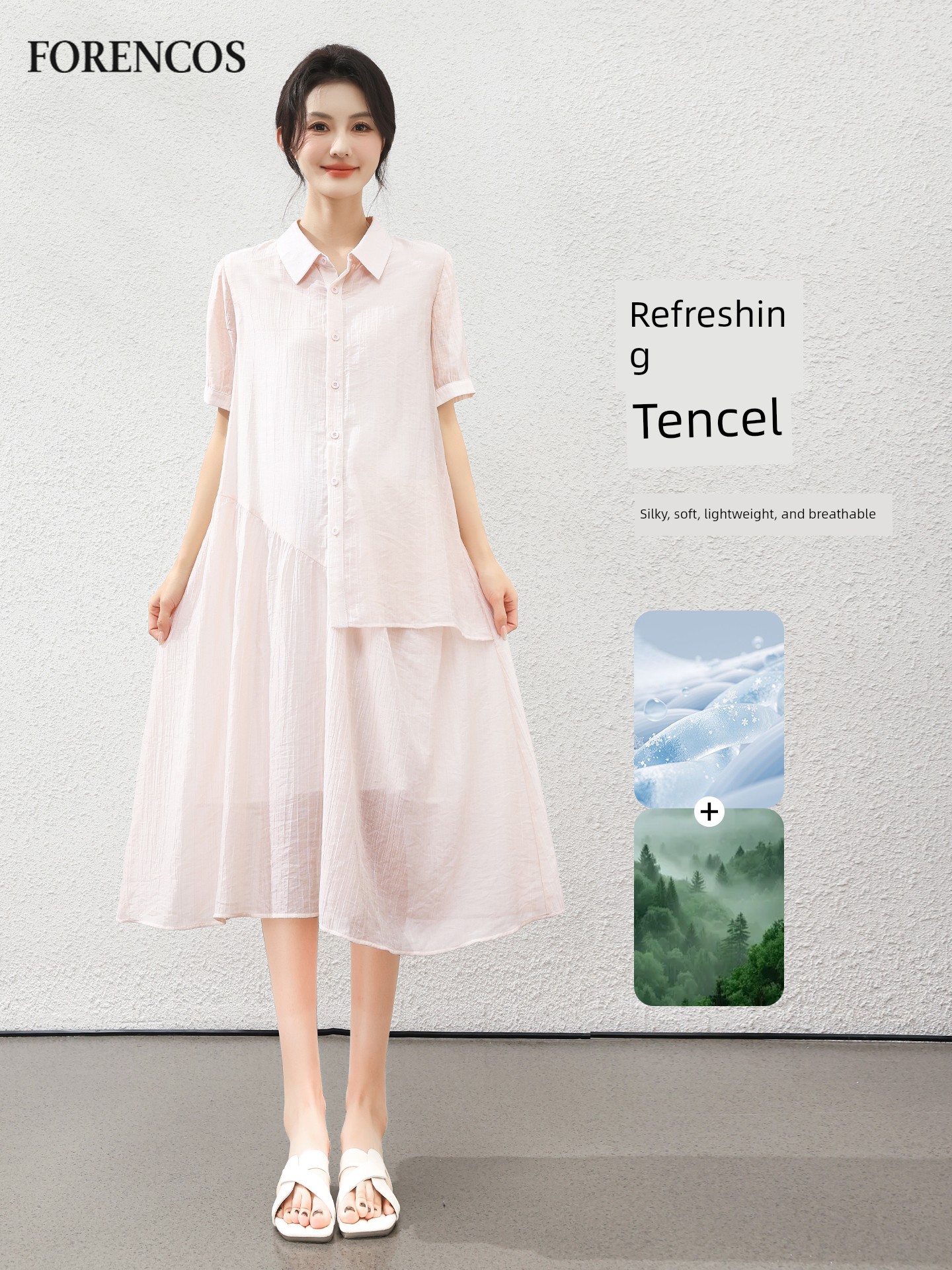 Forencos Maternity Dress 2026 New Loose Tencel Dress Summer Thin Mid-Length Dress Elegant Outfit — 2