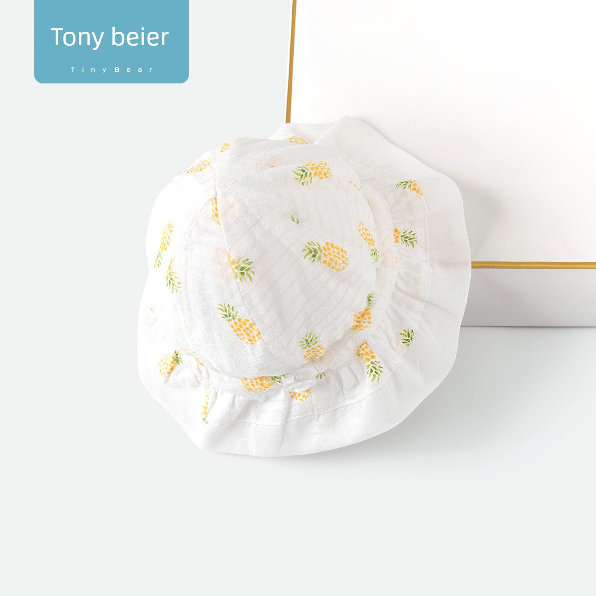 Tony Bear Baby Hat Summer Thin Style Pure Cotton Sun Protection Adjustable 0-3-6 Months Spring and Autumn Baby Sun Hat — 2