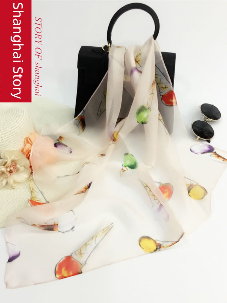 Shanghai Story ma'am mom Neck protection Neckline Silk scarf