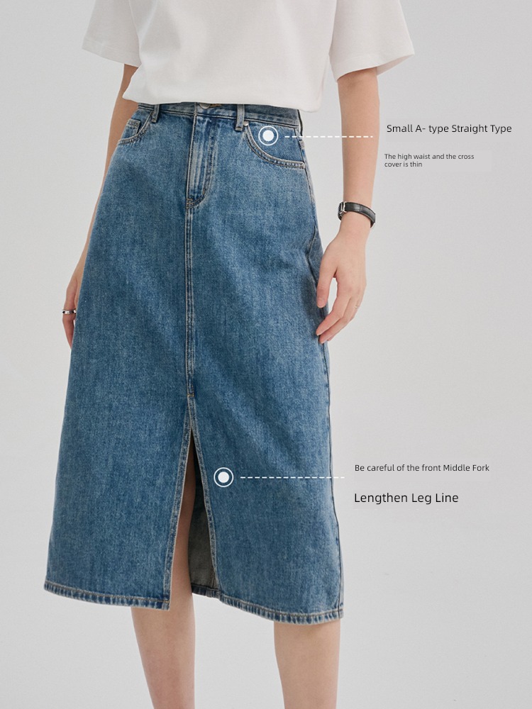 Primary cotton Straight cylinder Sense of design Retro cowboy skirt