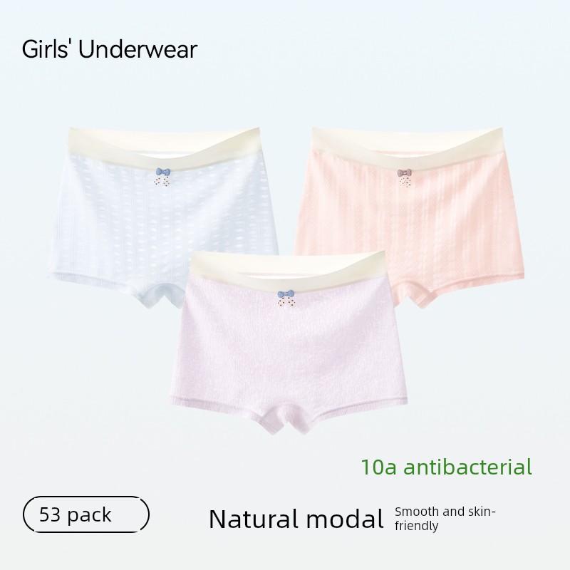 Girls' Underwear, Ice Silk Modal, Medium and Large Children's Boxer Briefs, Summer Thin Style, for Teenagers in the Developmental Period, 12 Years Old — 4