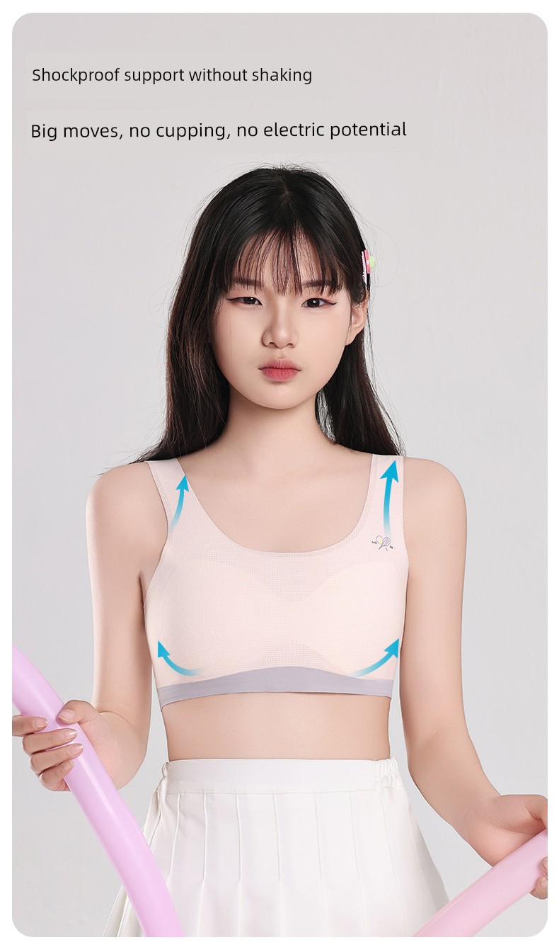 Nanjiren Fixed-Cup Girls' Underwear for Development Period, Student Bras for 8-16 Years Old Adolescent Girls, Breathable Small Vest — 8