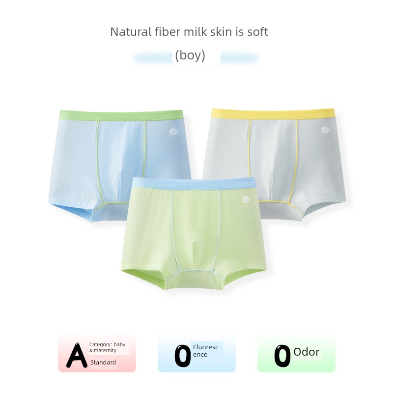 Mileyu Children's Breathable Moisture-Wicking 10A Antibacterial Underwear for Older Girls, Flat Boxer Shorts Without Pp Insert — 4
