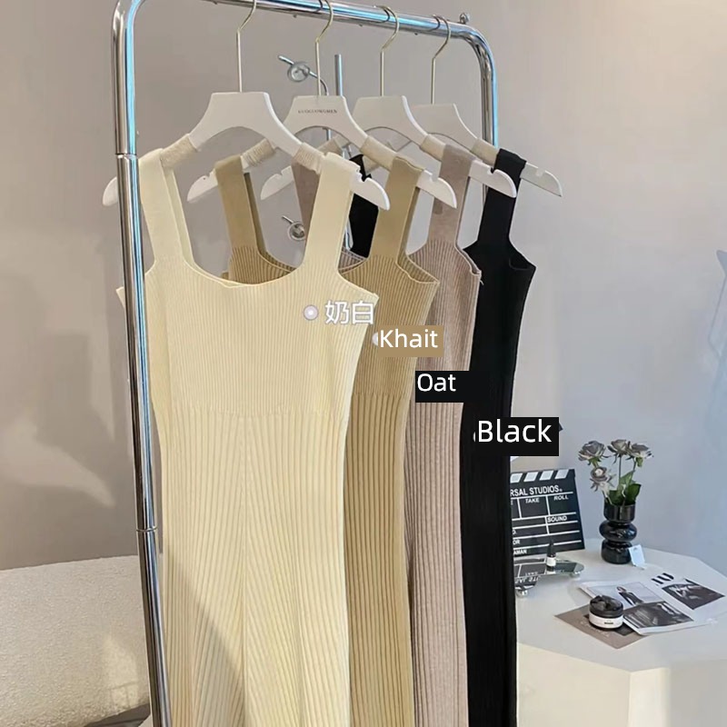 Autumn and winter French Show thin square neck Vest skirt Inner lap camisole