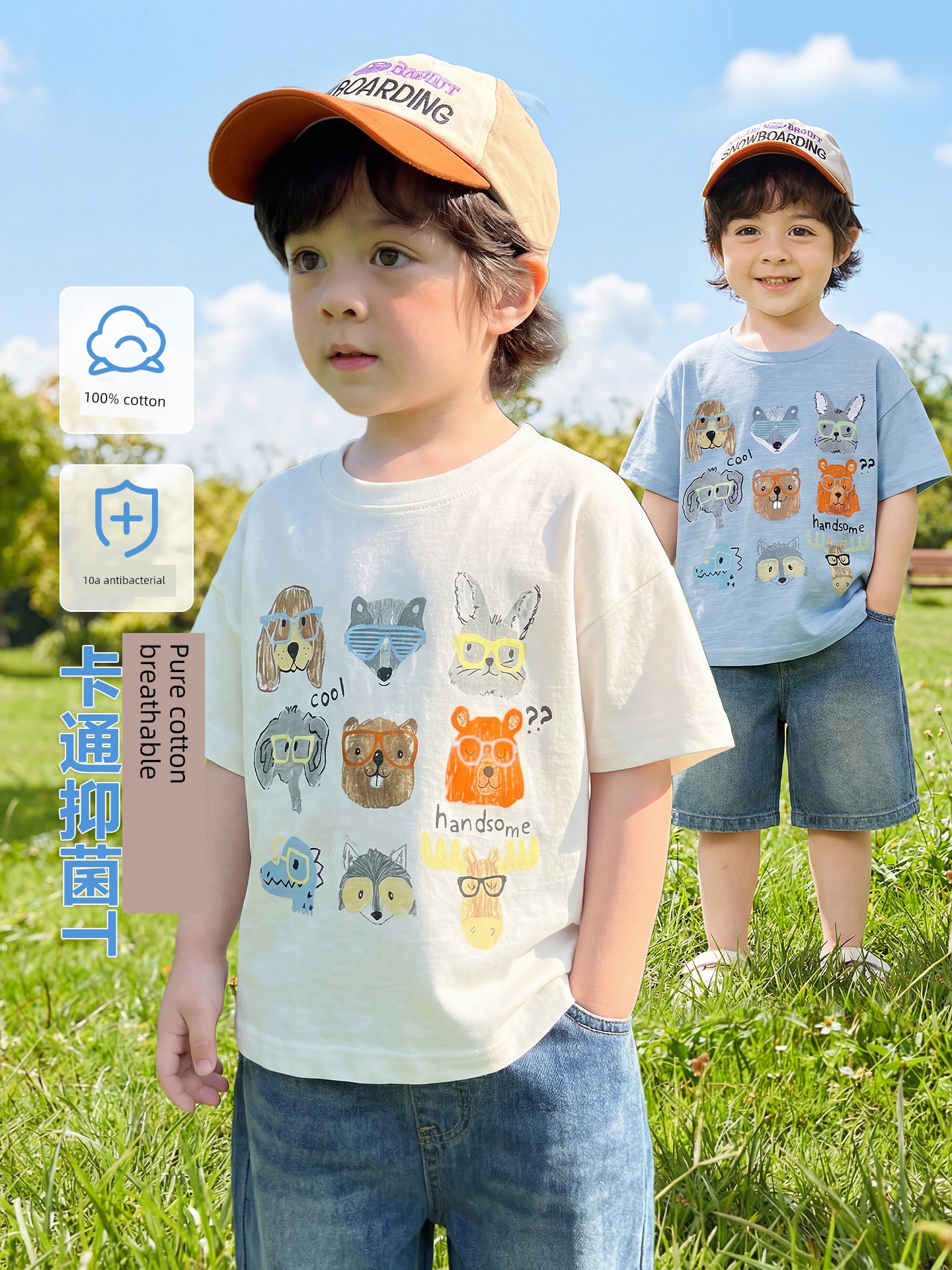 Boys' Pure Cotton Short-Sleeved T-Shirt Summer Baby Top 2026 New Summer Baby Printed Kidsren's Clothing Kidsren's Half-Sleeved