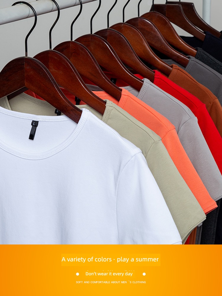 tide man Compassionate Solid color pure cotton clothes Close fitting Short sleeve