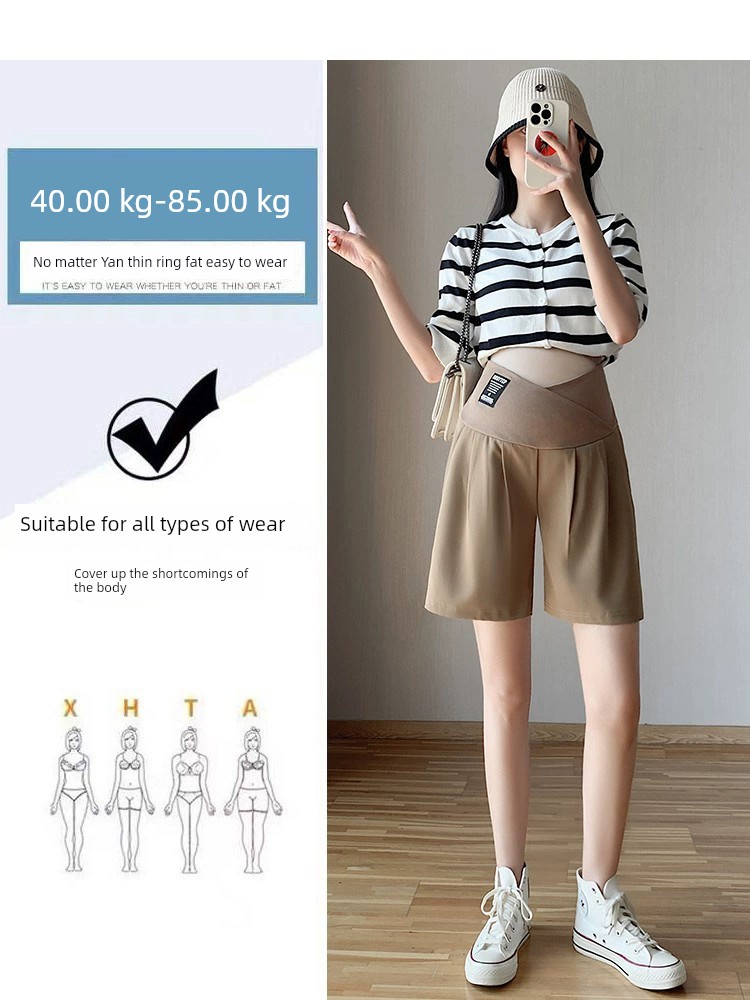 Summer Large Size Low Waist Suit Half Length Pregnant Women's Pants — 2