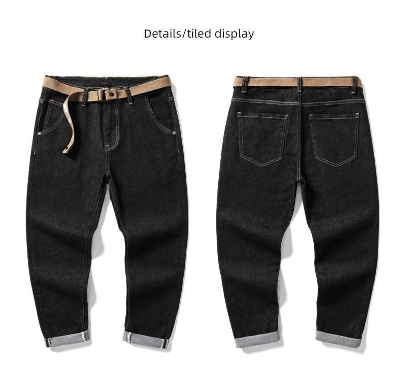 black Chaopai Big size Plush thickening autumn trousers