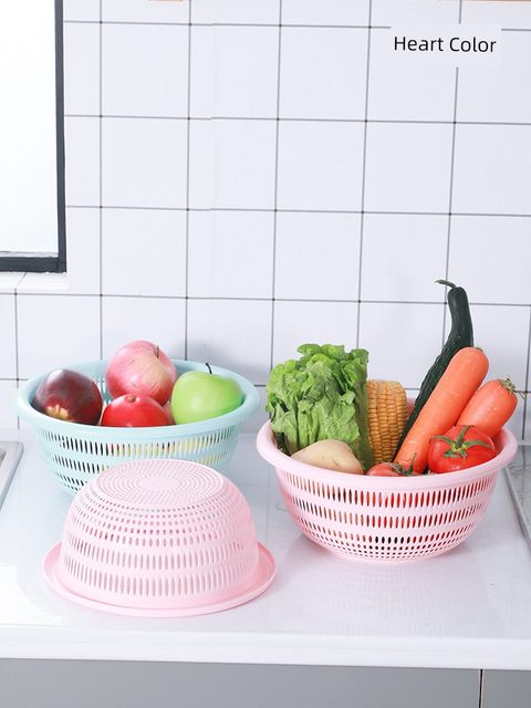 Sink wash vegetables and blue chips, vegetables and fruits, dishes and chopsticks, wash lai basin drain basket, plastic large creative kitchen