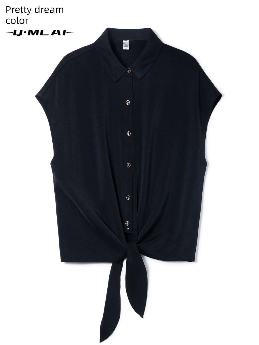 Chiffon shirt summer wear T-shirt tie ma'am Short sleeve