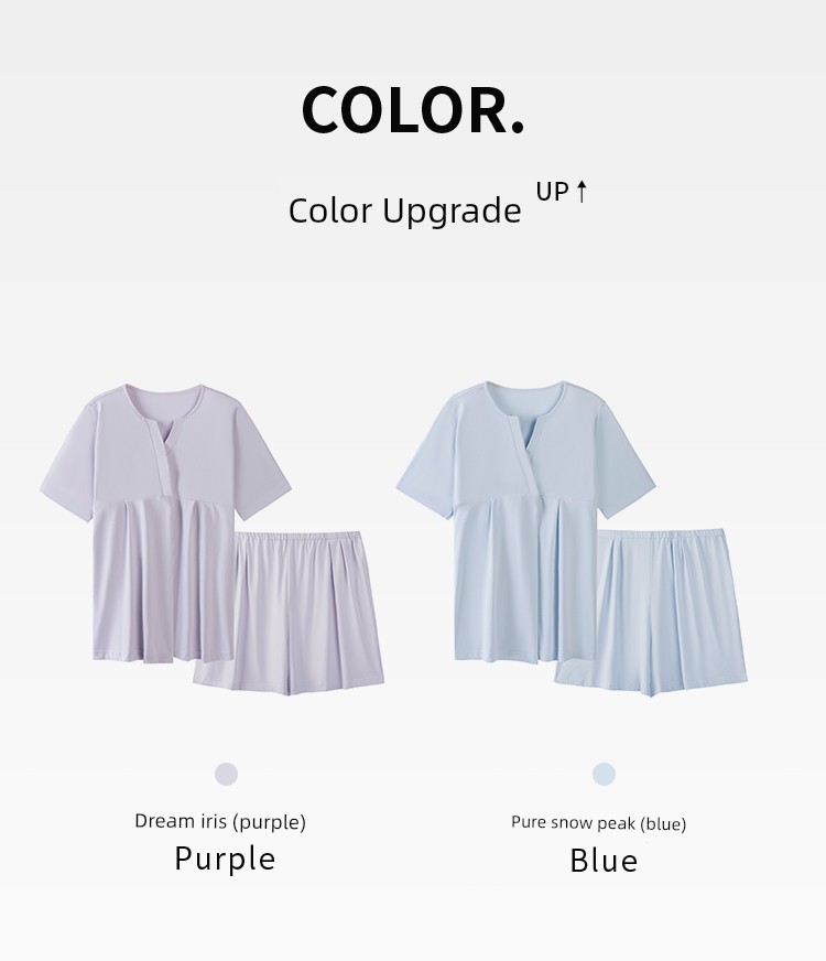 Gemeizi Maternity Pajamas Short Sleeve Summer Pregnancy Prenatal Modal Postpartum Nursing Homewear with Chest Pad Set — 46