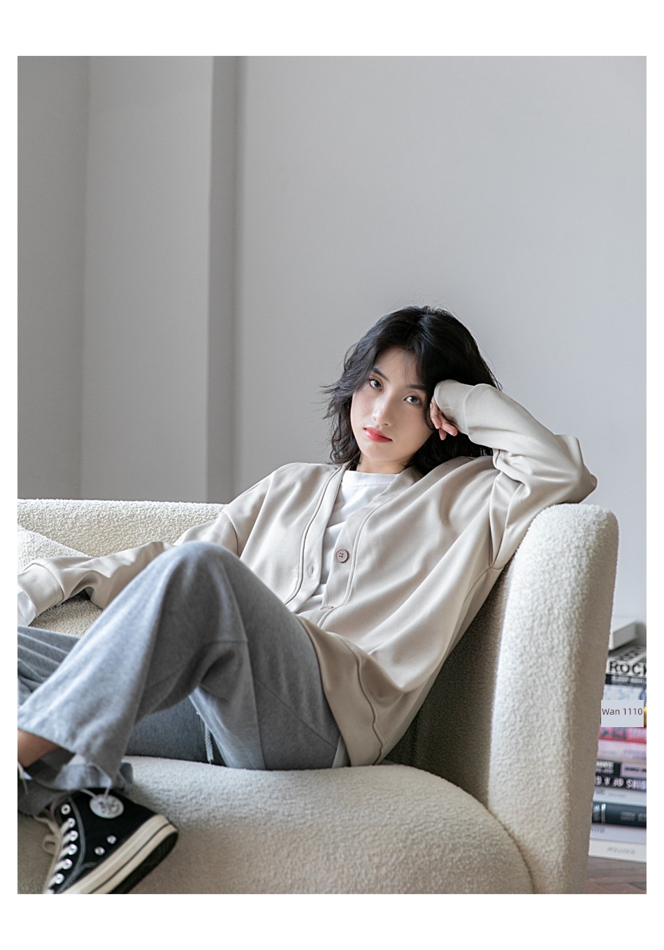 loose coat female Casual and versatile Medium and long term Overlapping wear Sweater